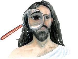Jesus med förstoringsglas